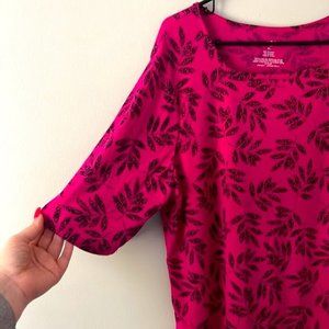 🌿 Floral Square Neck Blouse, Magenta, Size XL, Pre-loved